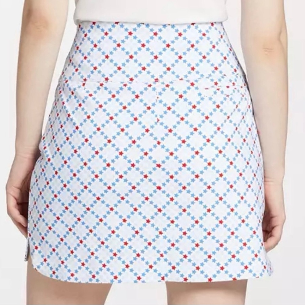 Lady Hagen Skort w/ Tummy Control / White with Red & Blue Stars - Picture 4 of 5